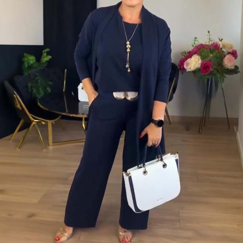 ✈️Free shipping worldwide⏳Time-Limited Special⏰Elegant 3-piece set including long cardigan, top and pants💞