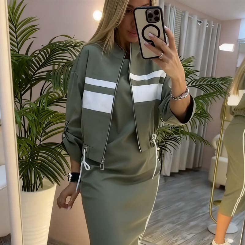 ❄️LAST DAY PROMOTION - 49%OFF 💖 Women's Stand Collar Jacket & Dress Set