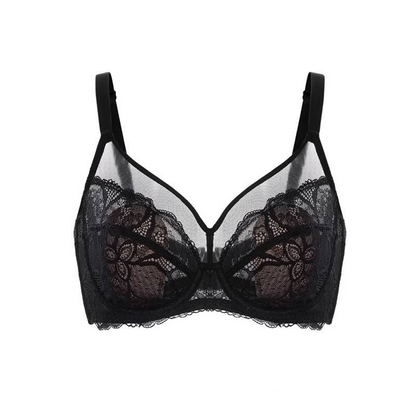 💞Enchante Floral Lace Plus Size Underwire Unlined Unpadded Minimizer Full Coverage Bra Women's Wear Comfortable Breathable Mesh Cup