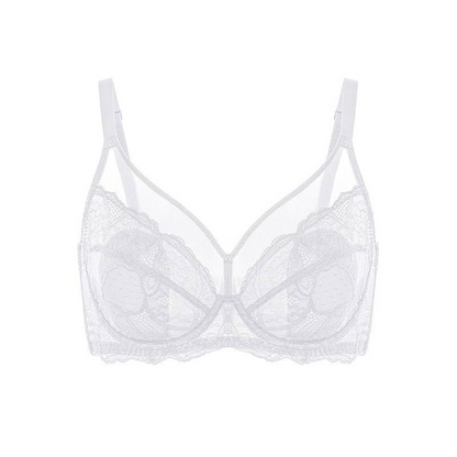 💜Enchante Floral Lace Plus Size Underwire Unlined Unpadded Minimizer Full Coverage Bra Women's Wear Comfortable Breathable Mesh Cup