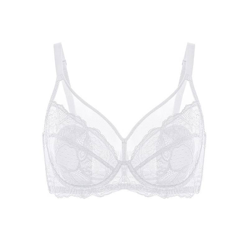 💞Enchante Floral Lace Plus Size Underwire Unlined Unpadded Minimizer Full Coverage Bra Women's Wear Comfortable Breathable Mesh Cup