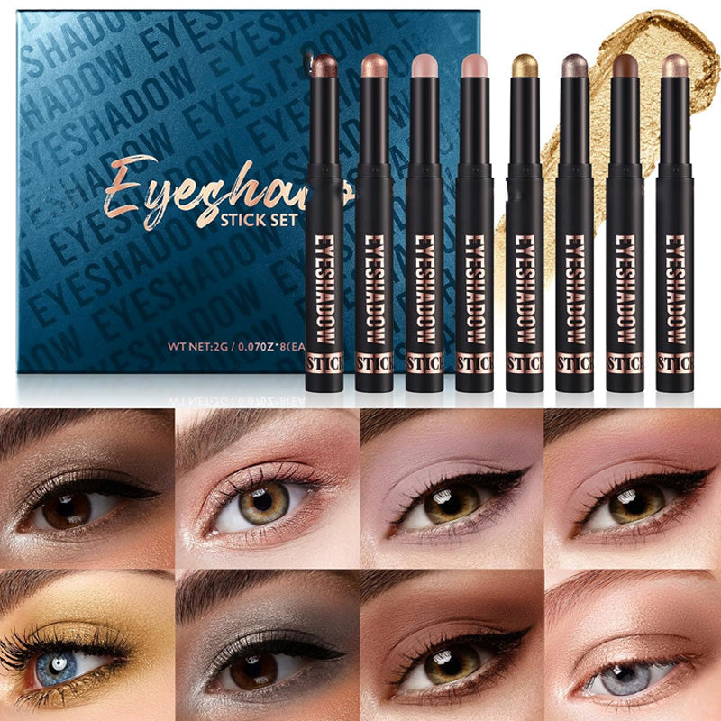 🎅ONLY TODAY - FOR 8 PCS!!🎄50K+ SOLD! 🎁✨8 Colors Glitter Eyeshadow Stick Waterproof & Long-Wearing & Multi-Use zanzzea