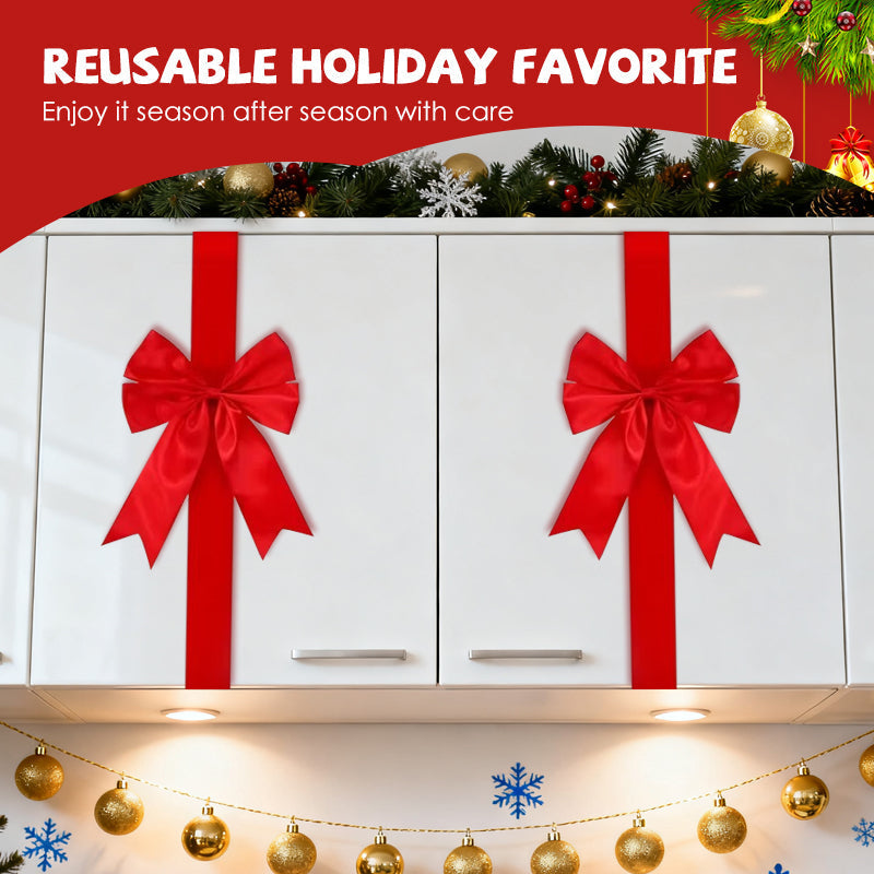 🎅Xmas Sales - 50% OFF🎄Christmas Special Offer-Large Christmas Cabinet Door Ribbon Bow