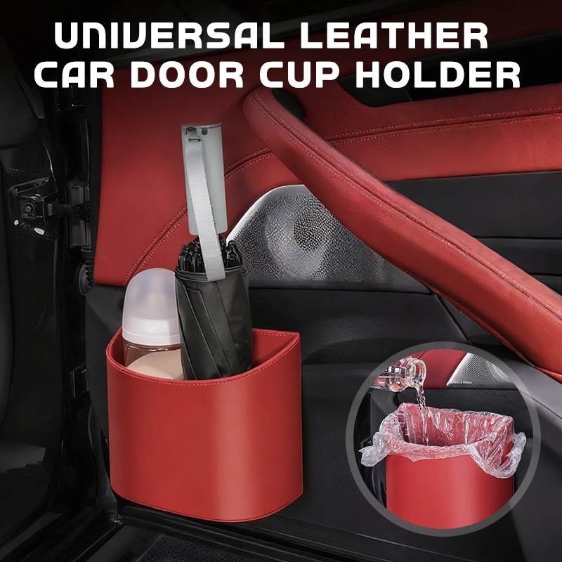 🚗 🚗45% OFF! Leather Car Door Cup Holder – Wide‑mouth opening, easy reach for drinks & phone. Clip‑on secure fit. PU leather, tough & stylish. 🛡️✨