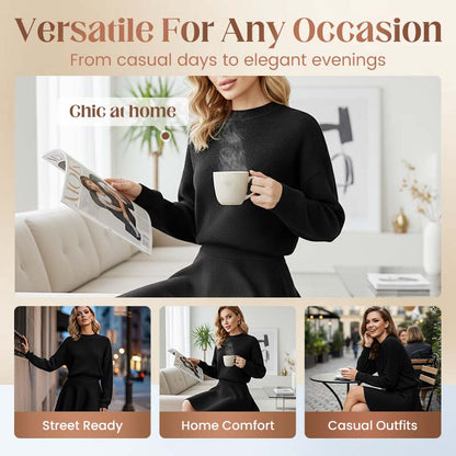 Women's Mock Neck Knit A-Line Mini Dress