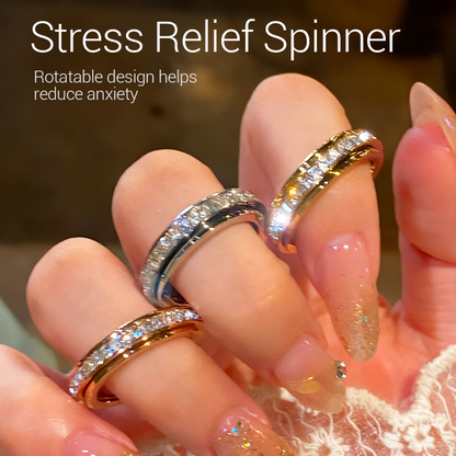 📢📢60%  OFF !! ⏰Titanium Steel Rotatable Spinner Ring with Zirconia