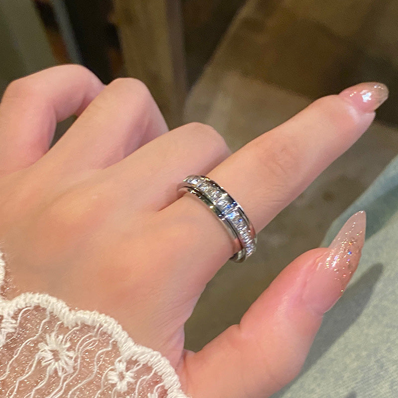 📢📢60%  OFF !! ⏰Titanium Steel Rotatable Spinner Ring with Zirconia