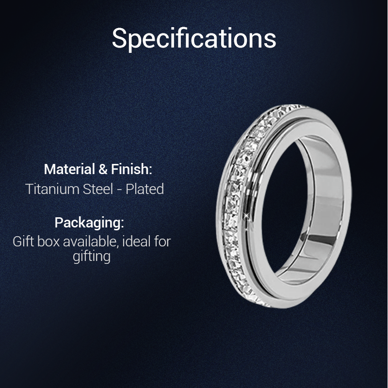 📢📢60%  OFF !! ⏰Titanium Steel Rotatable Spinner Ring with Zirconia