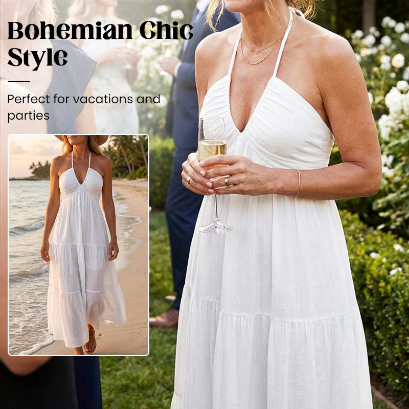 💞Halter Neck Backless Tiered Maxi Dress