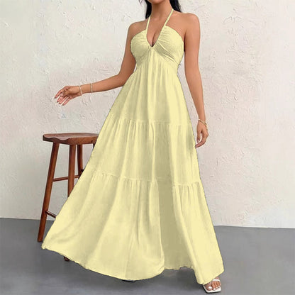 💞Halter Neck Backless Tiered Maxi Dress