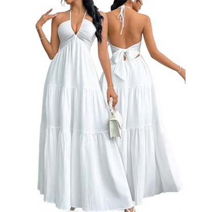 💞Halter Neck Backless Tiered Maxi Dress