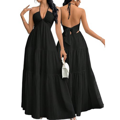 💞Halter Neck Backless Tiered Maxi Dress