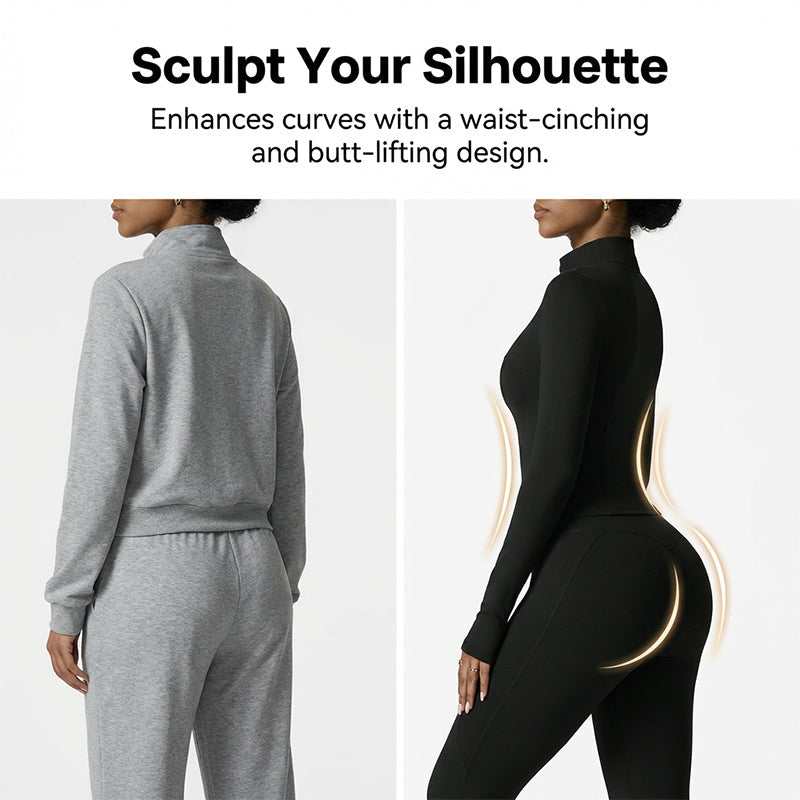 Women's 2-Piece Zip-Up Tracksuit Set with Flared Pants