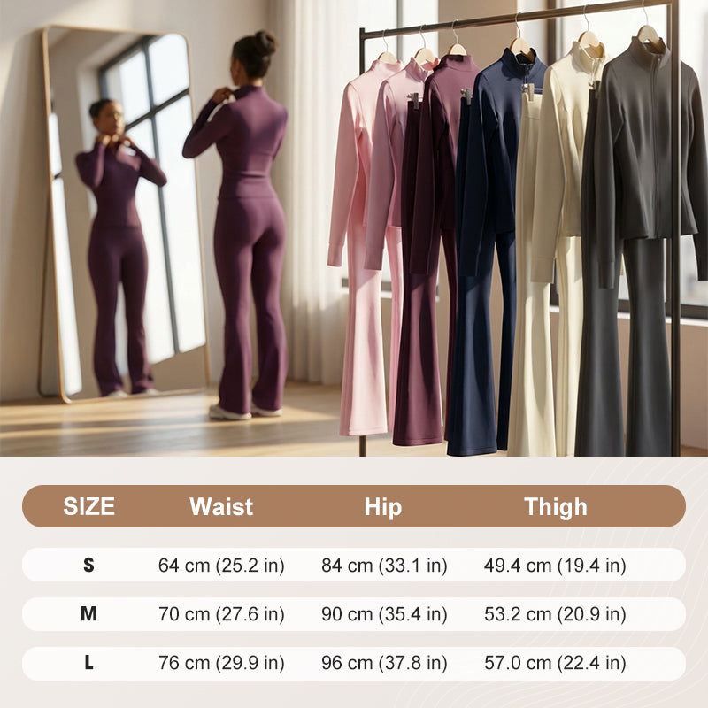Women's 2-Piece Zip-Up Tracksuit Set with Flared Pants