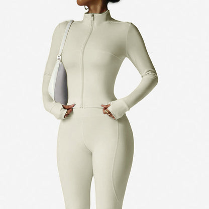 Women's 2-Piece Zip-Up Tracksuit Set with Flared Pants