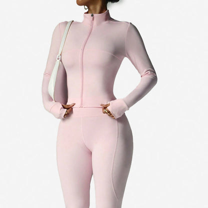Women's 2-Piece Zip-Up Tracksuit Set with Flared Pants