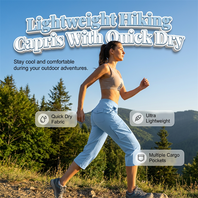✨Womens Lightweight Capris Daily&Travel Quick Dry Cargo Pants with 6 Pockets✈️👖
