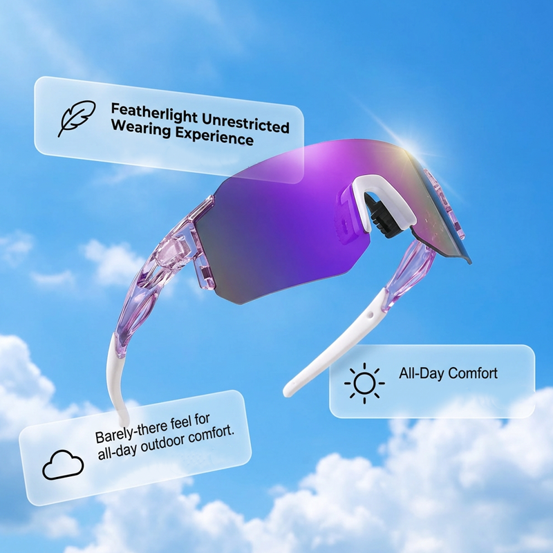 🚴 Large Frame Sports Sunglasses – UV390 Protection, 26.9g Lightweight, HD PC Lens