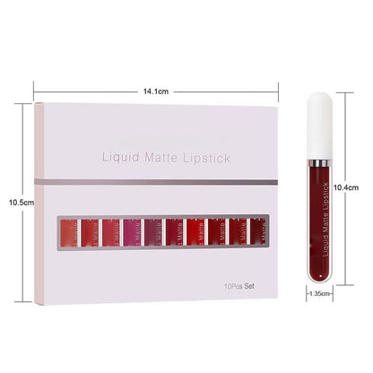 💄BUY 2 GET 1 FREE! ✨💝10Pcs Matte Waterproof  Long Lasting Lip Gloss