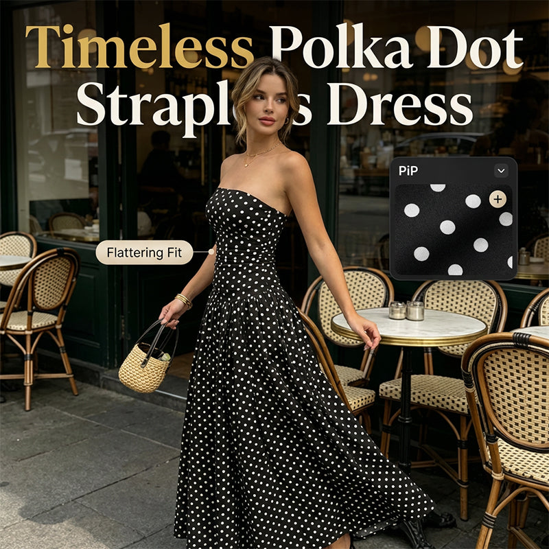 Women’s Fashion Polka Dot Strapless Dress