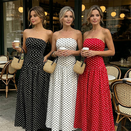 Women’s Fashion Polka Dot Strapless Dress