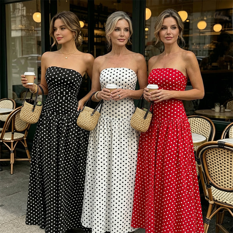 Women’s Fashion Polka Dot Strapless Dress