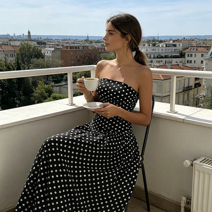 Women’s Fashion Polka Dot Strapless Dress