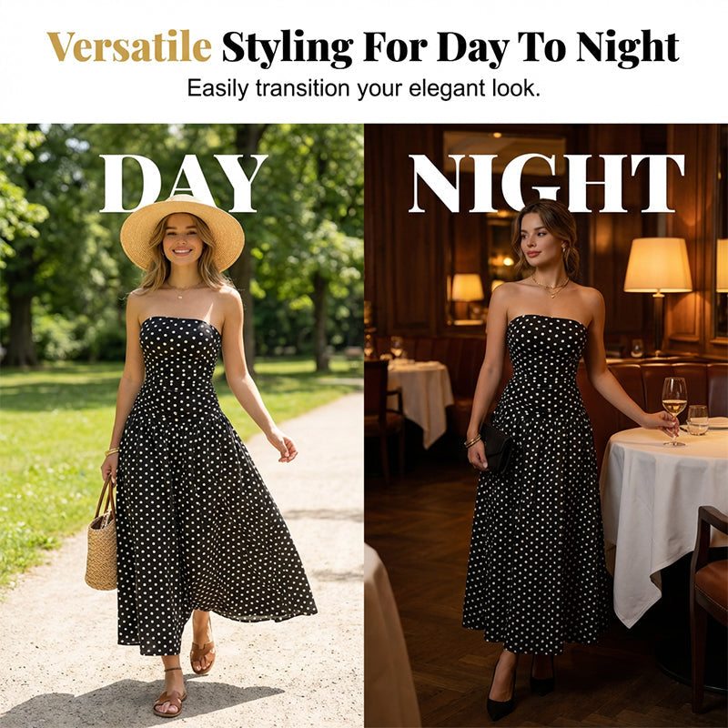 Women’s Fashion Polka Dot Strapless Dress