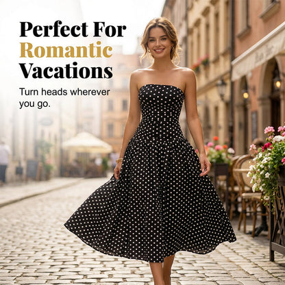Women’s Fashion Polka Dot Strapless Dress