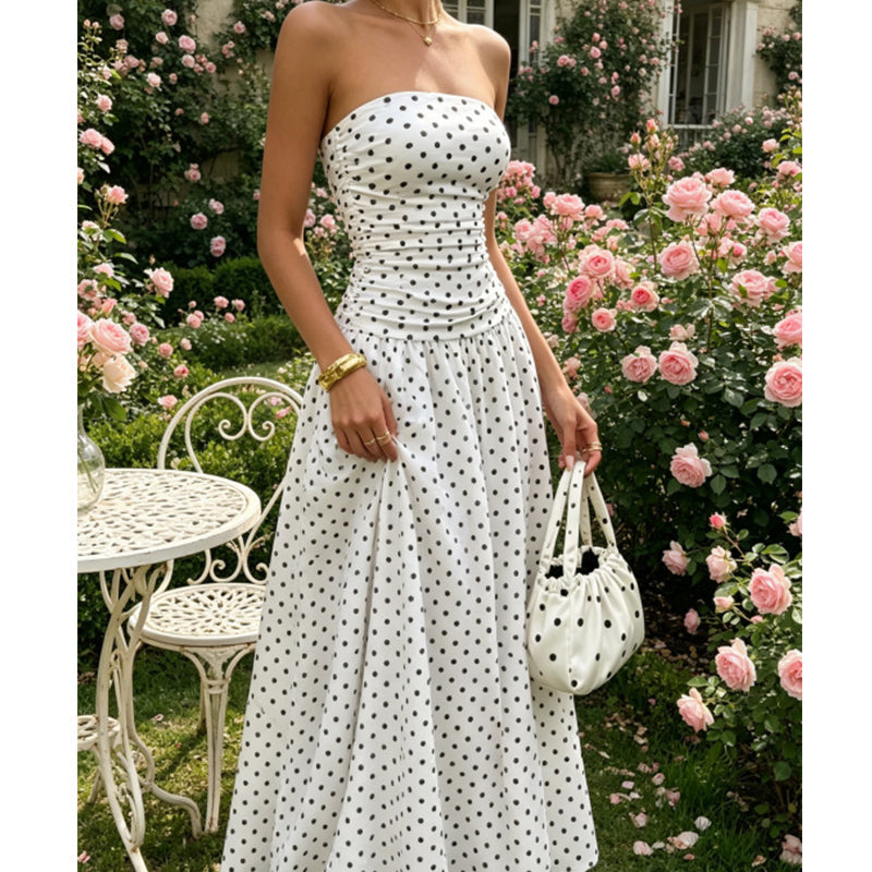 Women’s Fashion Polka Dot Strapless Dress