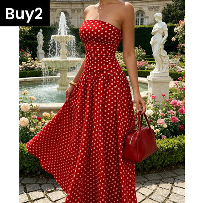 Women’s Fashion Polka Dot Strapless Dress