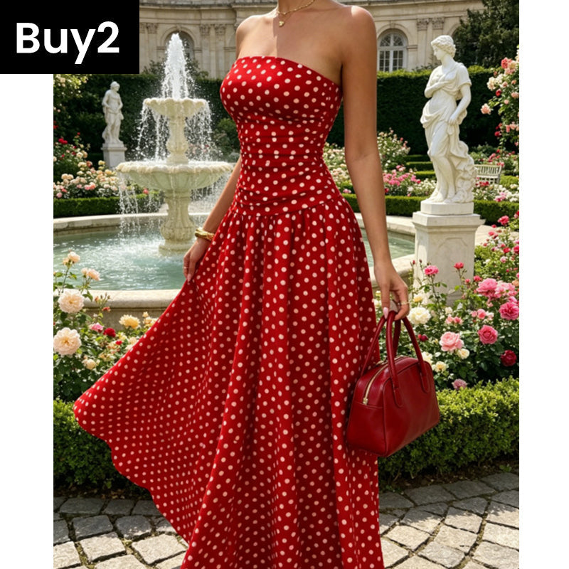 Women’s Fashion Polka Dot Strapless Dress