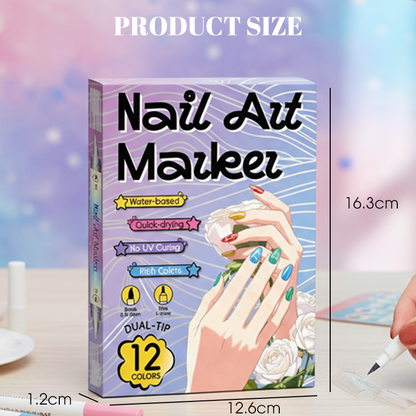 💞Dual-Tip Nail Art Marker Pen Set Quick‑dry, no UV lamp. Fine & brush tips. 12/24 vibrant colors.