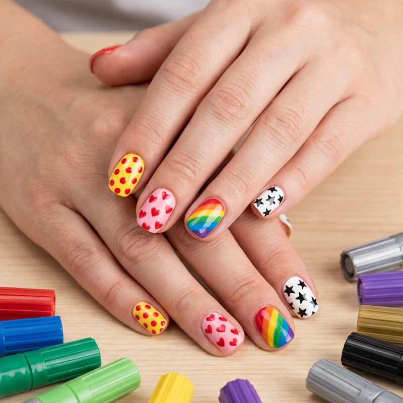 💞Dual-Tip Nail Art Marker Pen Set Quick‑dry, no UV lamp. Fine & brush tips. 12/24 vibrant colors.