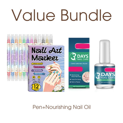 💞Dual-Tip Nail Art Marker Pen Set Quick‑dry, no UV lamp. Fine & brush tips. 12/24 vibrant colors.