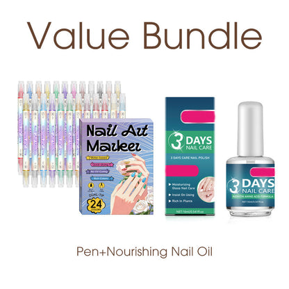 💞Dual-Tip Nail Art Marker Pen Set Quick‑dry, no UV lamp. Fine & brush tips. 12/24 vibrant colors.