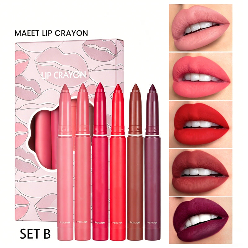 💄 Matte lip crayon – waterproof, 8hr wear, built-in sharpener 💋✨