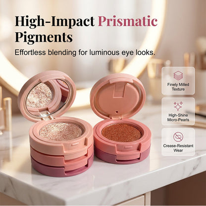 3-Color Stackable Eyeshadow Palette with Mirror
