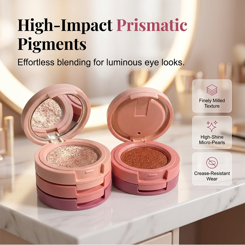 3-Color Stackable Eyeshadow Palette with Mirror