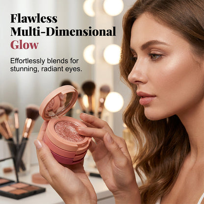 3-Color Stackable Eyeshadow Palette with Mirror