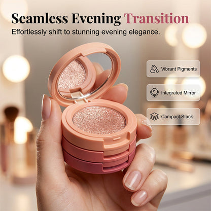3-Color Stackable Eyeshadow Palette with Mirror
