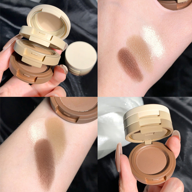 3-Color Stackable Eyeshadow Palette with Mirror