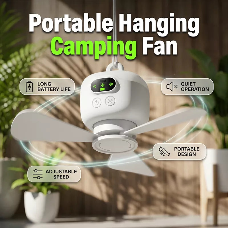 🔥 Rechargeable Ceiling Fan with LED Lights – Cool & Bright Anywhere