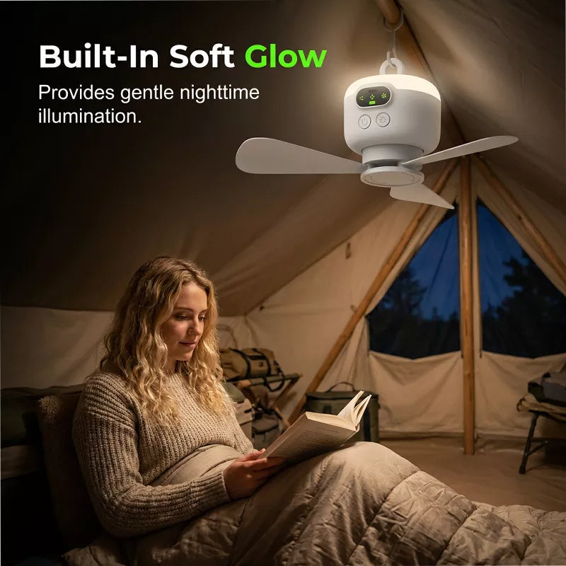 🔥 Rechargeable Ceiling Fan with LED Lights – Cool & Bright Anywhere