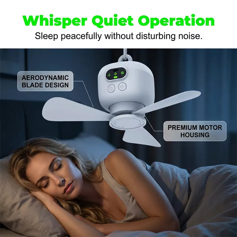 🔥 Rechargeable Ceiling Fan with LED Lights – Cool & Bright Anywhere
