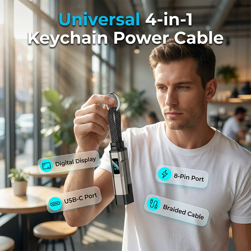 🔥4-in-1 Digital Display Keychain Charging Cable