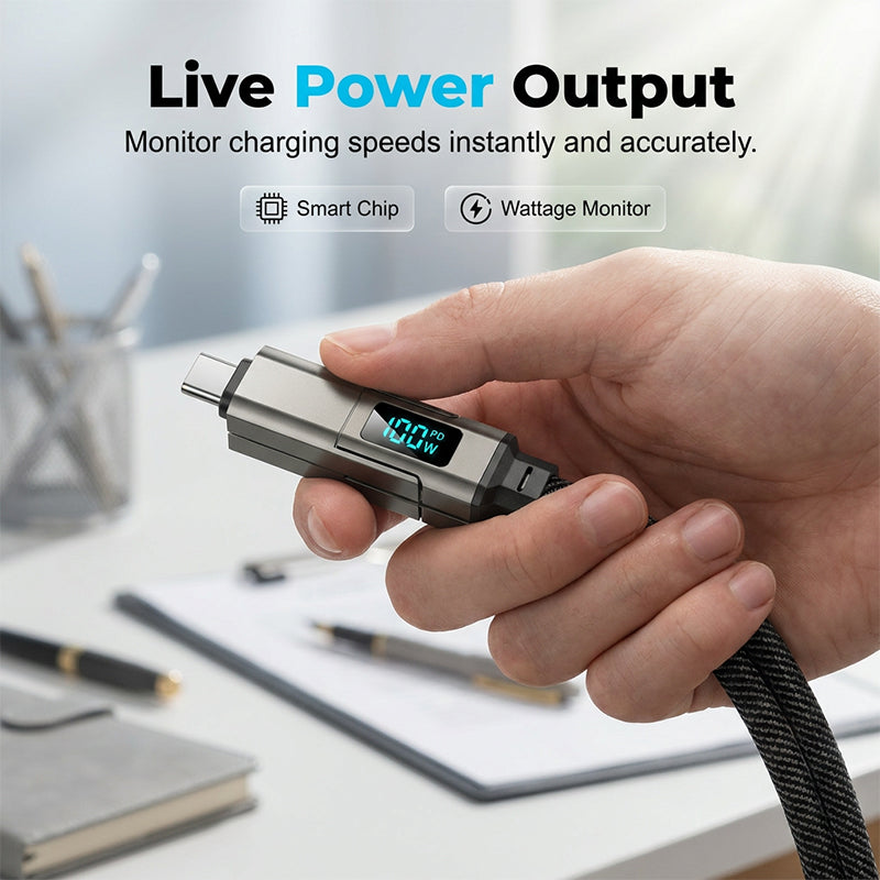 🔥4-in-1 Digital Display Keychain Charging Cable