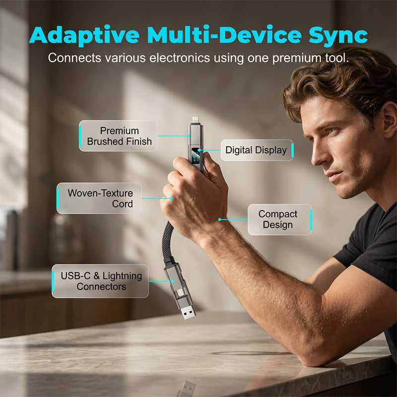 🔥4-in-1 Digital Display Keychain Charging Cable