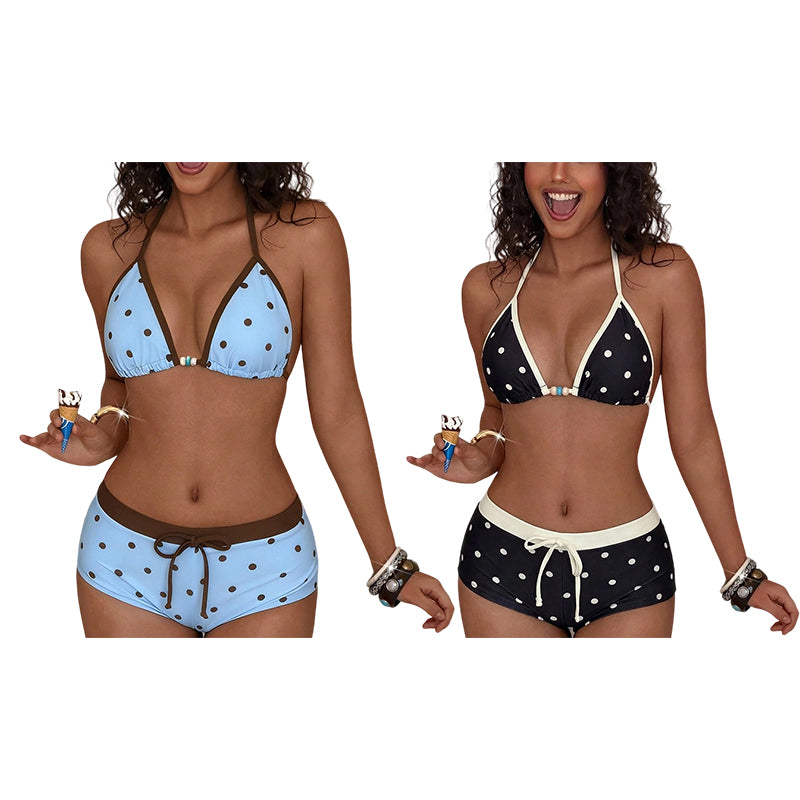 👙Polka Dot Halter Bikini Set