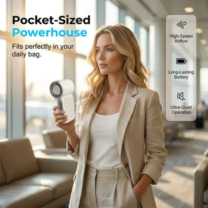 ❄️ Turbo Handheld Fan – 16900 RPM, 6 speeds, LED display